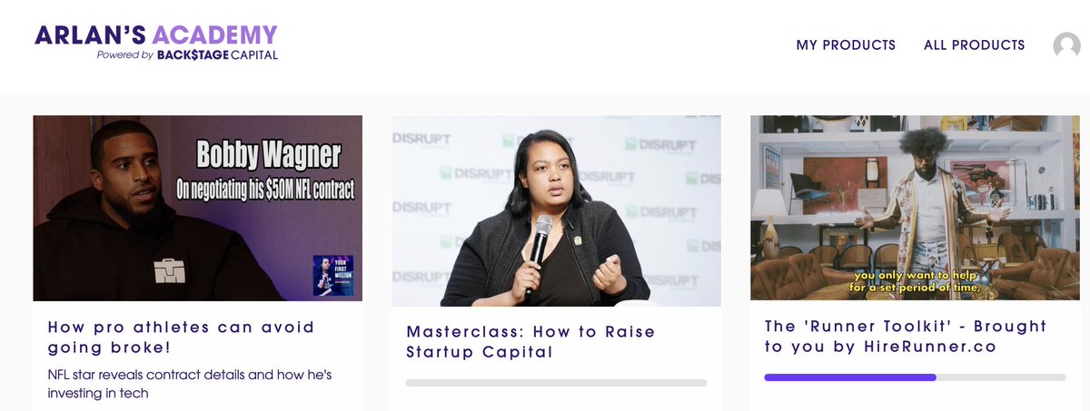 Arlan 👊🏾 (@arlanwashere) on Twitter photo I'm an entrepreneur at heart, & love updating ArlansAcademy.com (available for free!). Here's the latest--repurposed new video episode of my podcast, Your First Million, as a course. It sits beside my flagship fundraising course and <a href="/hirerunner/">Runner 2.0💜</a>, +powered by <a href="/Backstage_Cap/">Backstage Capital</a>:) I'm an entrepreneur at heart, & love updating ArlansAcademy.com (available for free!). Here's the latest--repurposed new video episode of my podcast, Your First Million, as a course. It sits beside my flagship fundraising course and <a href="/hirerunner/">Runner 2.0💜</a>, +powered by <a href="/Backstage_Cap/">Backstage Capital</a>:)