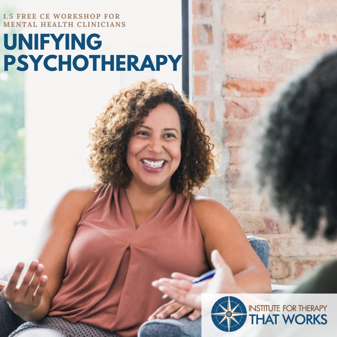 Psychotherapy Is Evolving...Are You Ready? 
To learn more, join me Sunday, Feb 5, 2023, 9am PST| 12pm EST for a FREE workshop "Unifying Psychotherapy" with 1.5 CEs: therapythatworksinstitute.com/unifying-psych…

#professionaldevelopment #freecertificationcourses #freeCEs #therapythatworks