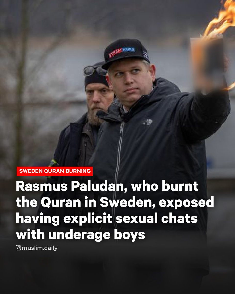 Surprise surprise 🤔 Rasmus Paludan, the racist bigot who burnt the Quran in Sweden is exposed as a pedophile who has sexual chats with children as young as 13 years old.