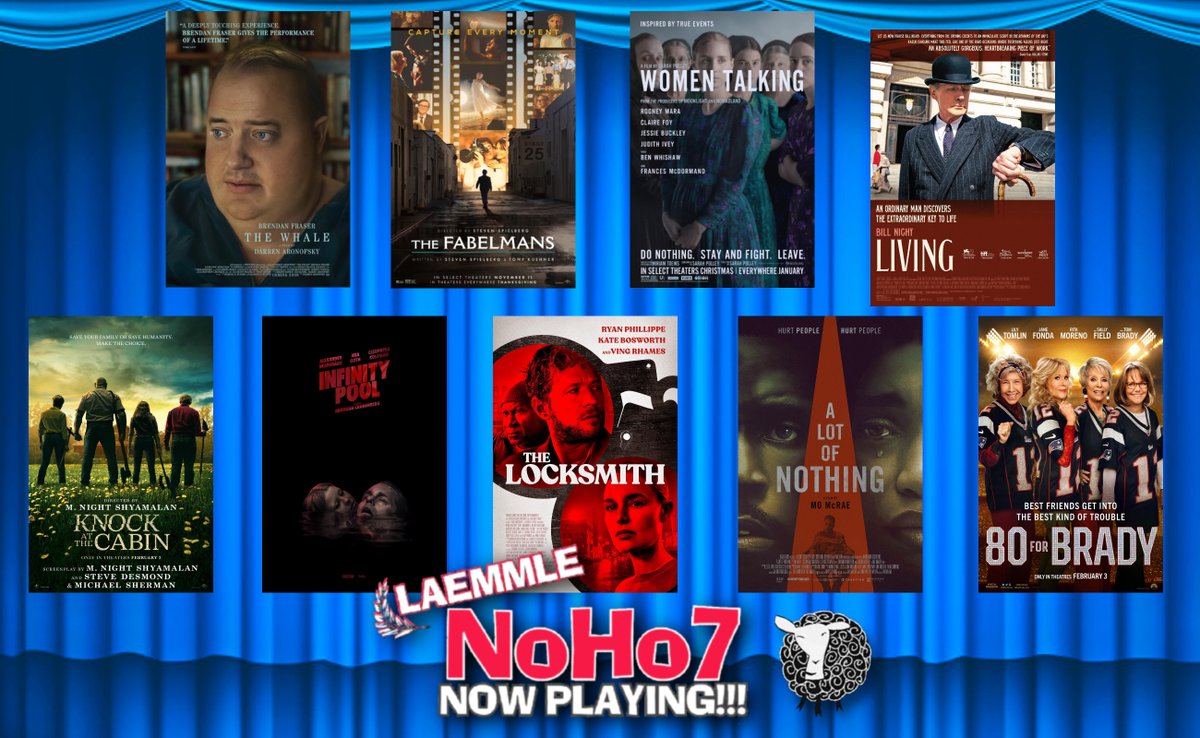noho7's tweet photo. 🍿 NOW PLAYING at Laemmle NoHo7 🍿
Feb 3 - Feb 8
#FabelmansFilm #TheWhaleFilm #LivingFilm #WomenTalking #InfinityPoolMovie #80ForBrady #TheLocksmithMovie #ALotOfNothing #KnockAtTheCabin
🎟️ Tickets: https://t.co/fxJzGwX78V https://t.co/9cf54Aydsx