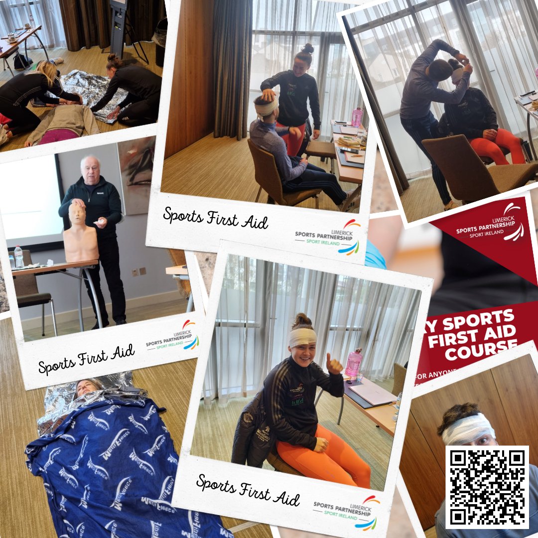 Limericksports's tweet photo. 👏 This week, our staff completed Sports First Aid training!
We run 1-Day Sports First Aid courses for anyone involved with sports teams, whether you are a coach, player or parent!
Info 👇
🔗 https://t.co/Gof9yokWXC
@sportireland @SportingLK @Limerick_ie @UL
#sportsfirstaid https://t.co/zrnOa4Numz