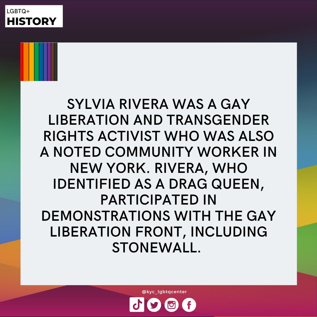 LGBTQ+ History Check ✅ Sylvia Rivera - Gay Liberation & Trans Rights Activist
.
.
.
#wearekyc #togetherwethrive #LGBTQ #LGBTQIA #chicago #northwestsuburbs #sylviarivera