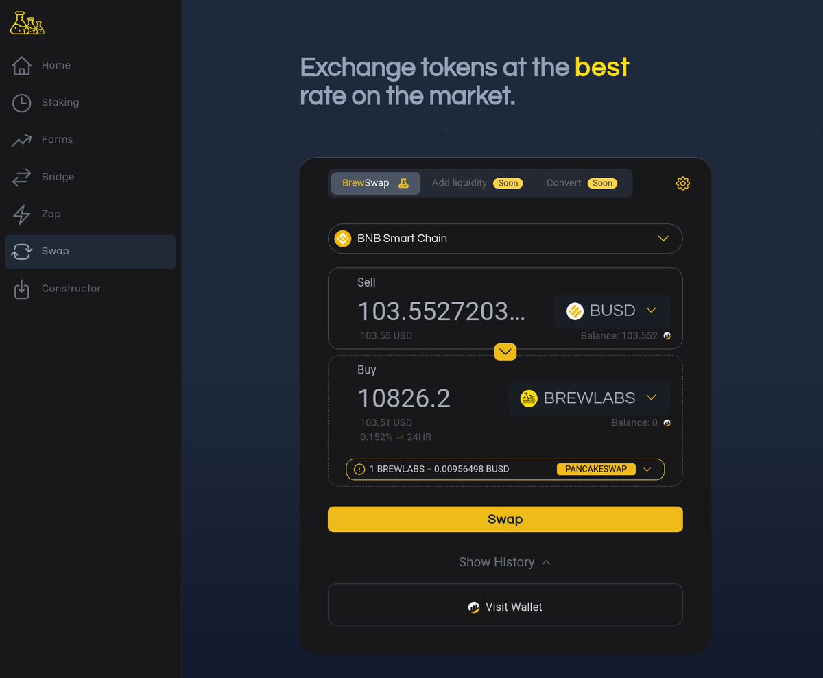 Brewlabs (@teambrewlabs) on Twitter photo 🗣️ Psssst...Have you used our Swap Aggregator yet?
The #Brewlabs Swap allows you to exchange any token across #BSC or #ETH (more chains coming soon 👀...) while securing you the best price across 15 DEXs including
<a href="/PancakeSwap/">PancakeSwap</a>
<a href="/ape_swap/">ApeSwap (old handle)</a>
<a href="/1inch/">1inch</a>
<a href="/Uniswap/">Uniswap Labs 🦄</a>
<a href="/SushiSwap/">Sushi.com</a> & more! 🗣️ Psssst...Have you used our Swap Aggregator yet?
The #Brewlabs Swap allows you to exchange any token across #BSC or #ETH (more chains coming soon 👀...) while securing you the best price across 15 DEXs including
<a href="/PancakeSwap/">PancakeSwap</a>
<a href="/ape_swap/">ApeSwap (old handle)</a>
<a href="/1inch/">1inch</a>
<a href="/Uniswap/">Uniswap Labs 🦄</a>
<a href="/SushiSwap/">Sushi.com</a> & more!