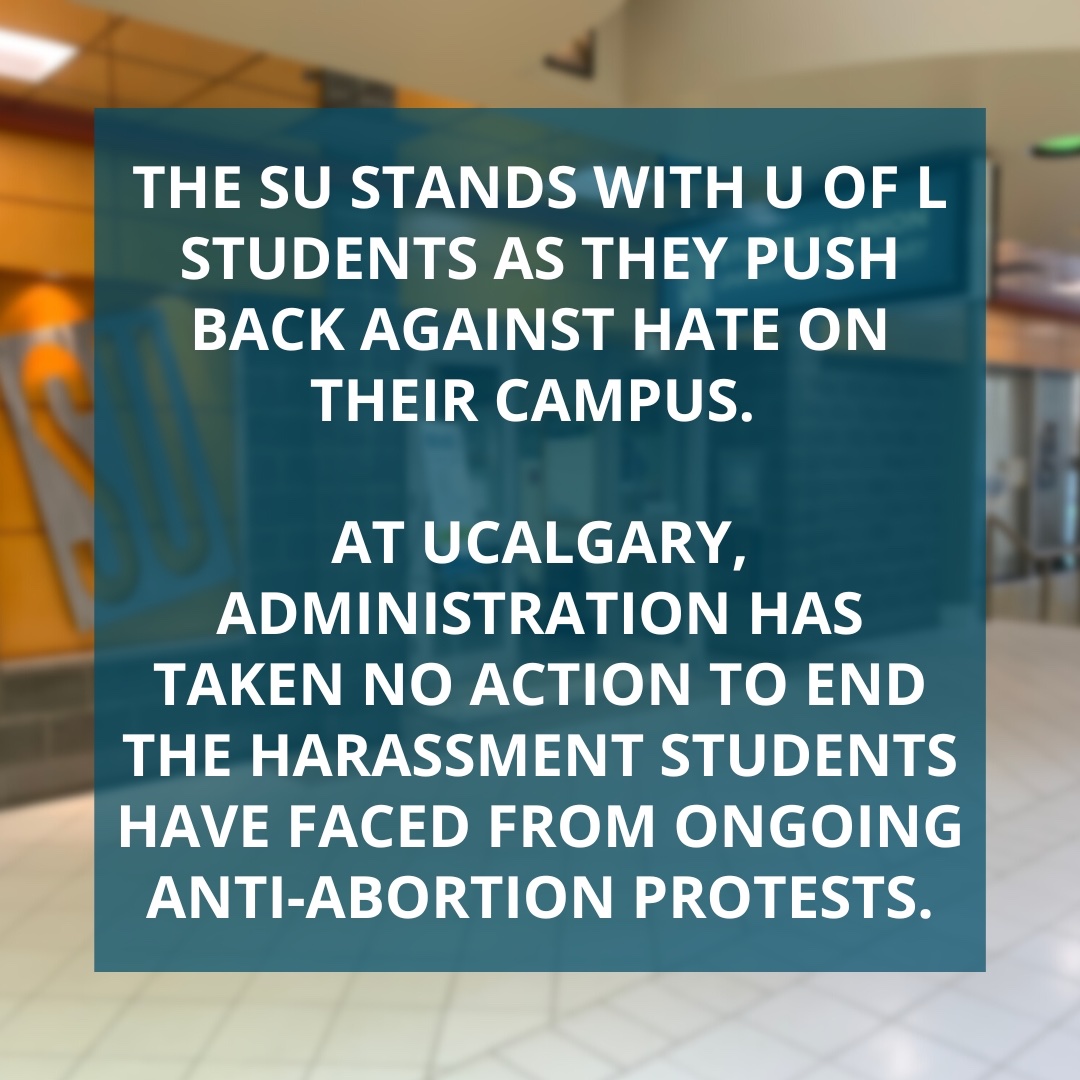 The Students’ Union stands with our counterparts from the University of Lethbridge Students’ Union as they push back strongly against hate on their campus. Read the Full Statement at su.ucalgary.ca/2023/statement…

#SUUofC #UCalgary #MyUCalgary #ULethbridge #ULeth
