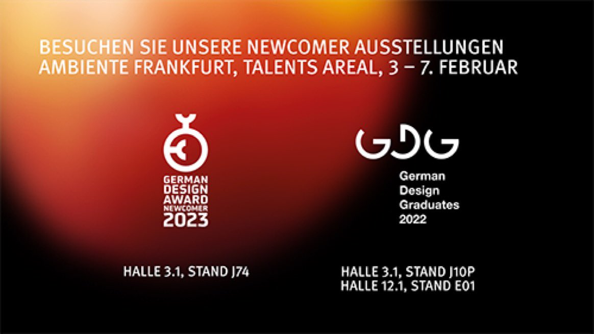 DesignApplause's tweet photo. Visit @DesignInGermany newcomer exhibitions at the Ambiente in Frankfurt thru 7feb 

@messefrankfurt @ambiente 

#design #designcounts #germandesigngraduates #germandesigncouncil #germandesignaward #ambiente23 https://t.co/gTYOtzKhiB