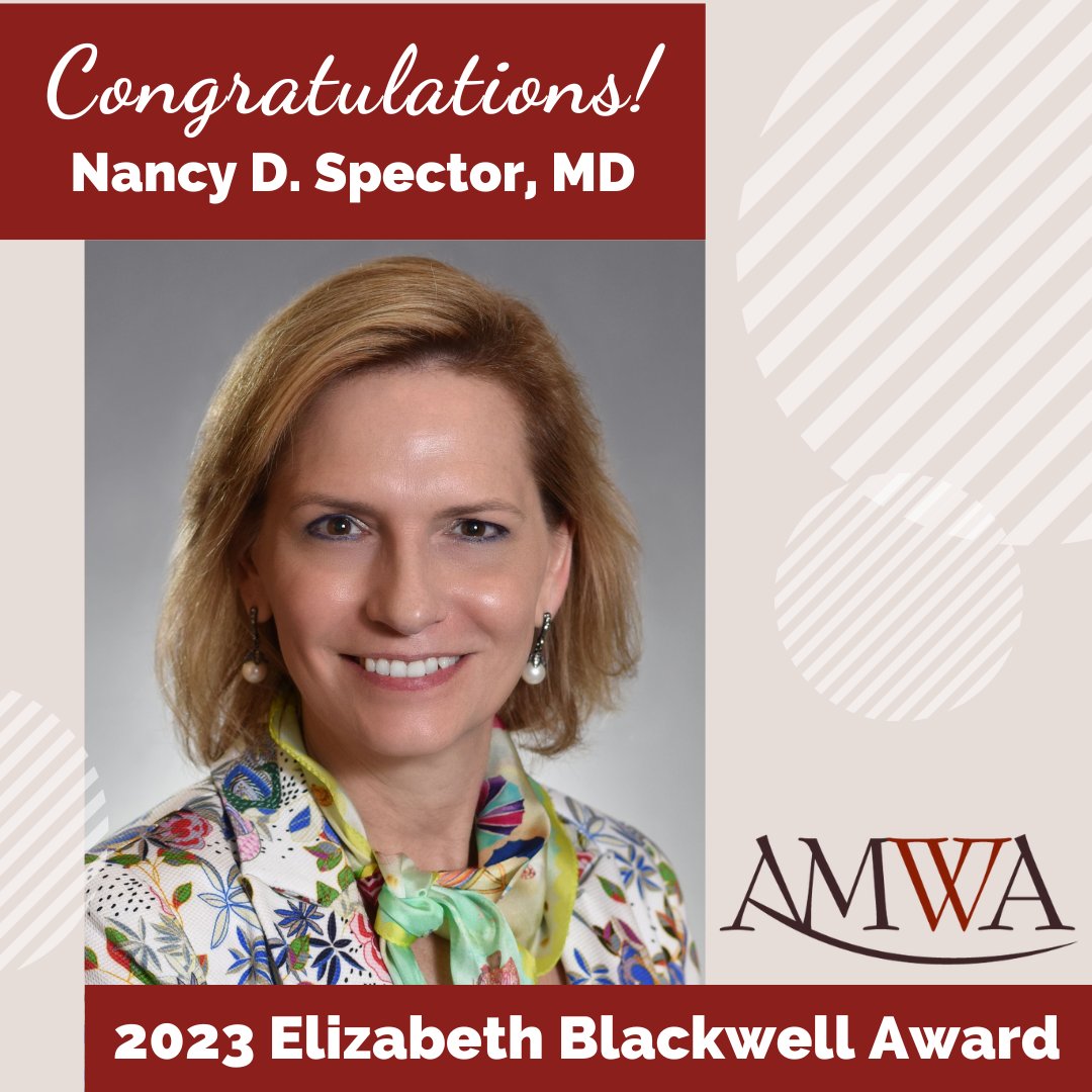 On #NationalWomenPhysiciansDay we are delighted to announce that @NancySpectorMD of <a href="/DrexelMedicine/">Drexel University College of Medicine</a> &amp; @ELAMProgram is AMWA's 2023 Elizabeth Blackwell Awardee! A deserving recipient for AMWA's highest award!
Read more: bit.ly/blackwell23
#MedTwitter #WomenInMedicine