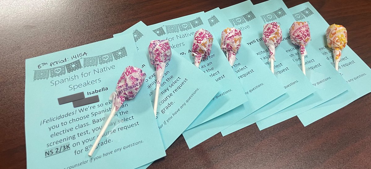 140 of the Knights that participated in the Spanish for Native Speakers screening test will receive their results (and a treat 🍭) today so they can be ready to fill out course requests for next year! We ❤️ to see our LOTE programs GROW 📈 
<a href="/kahlams/">Kahla Middle School</a> <a href="/Boodr1Hendricks/">Hendricks</a> <a href="/CFISDLOTE/">CFISD LOTE</a>