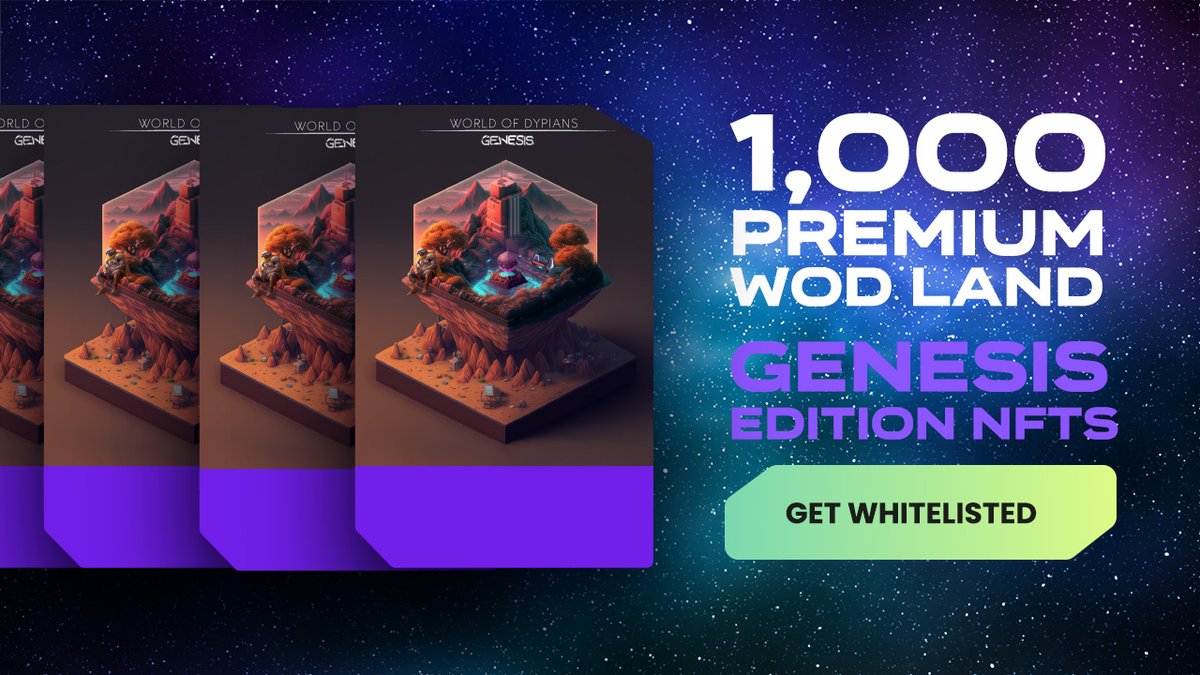worldofdypians's tweet photo. 🚨 It’s time to take your digital adventure to the next level!

Don't miss out on Genesis ➡️ a limited edition of 1,000 #NFTs. Become a land owner &amp; develop the new property as you see fit.

Get Whitelisted https://t.co/vuemtvfXdP &amp; add purpose to the fun of playing a video game! https://t.co/xIwJKvZbdU
