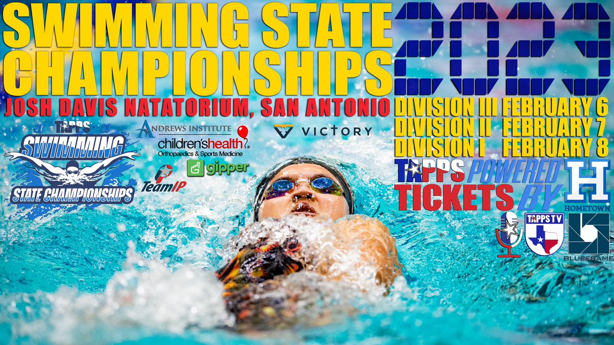 TAPPSbiz's tweet photo. Thawed out yet?! #TAPPSswimming 2023 is off the blocks starting MONDAY! Follow @TAPPSswim for everything you need to know. 
🎟 https://t.co/ntCgkuvqfB
📺 https://t.co/kN3OuuWeU3 
💻📺📱TAPPS TV App
More Fan info 👉  https://t.co/RtR2KOQ1nt https://t.co/E5dPA8KOUU