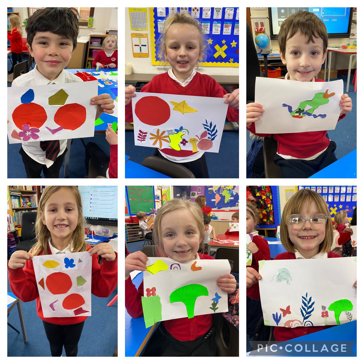 SanSior's tweet photo. Dysgu am arlunydd ffrangeg Henri Matisse. 
We have been learning about the French artist Henri Matisse. This inspired us to have a go at creating similar artwork 🖼 https://t.co/ITgwyNObXh