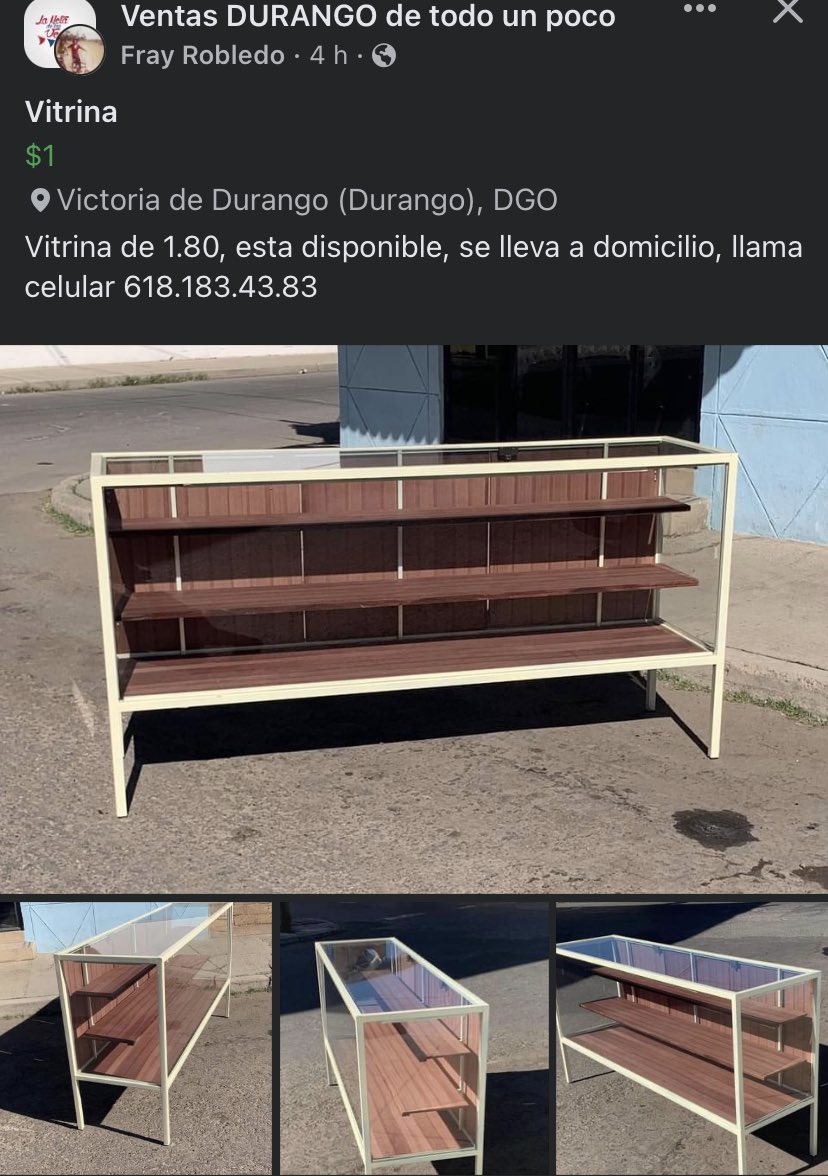 _RobledoJM's tweet photo. #Venta #Vitrina #Estantes #Durango #Información ☎️ 6181834383 https://t.co/yw3gemHD84