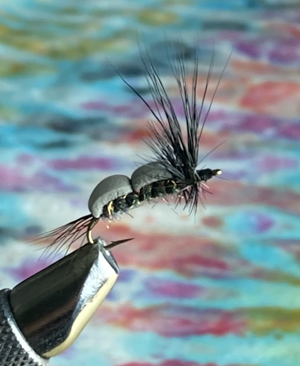 Another one of my Double Bubs. I call this color pattern Midwest Winter. These flies are light and very easy to cast for how big I tie them, 14-10 TMC200R. If you want to attract some big fish you should try some of these. #dryflies #flyfishing