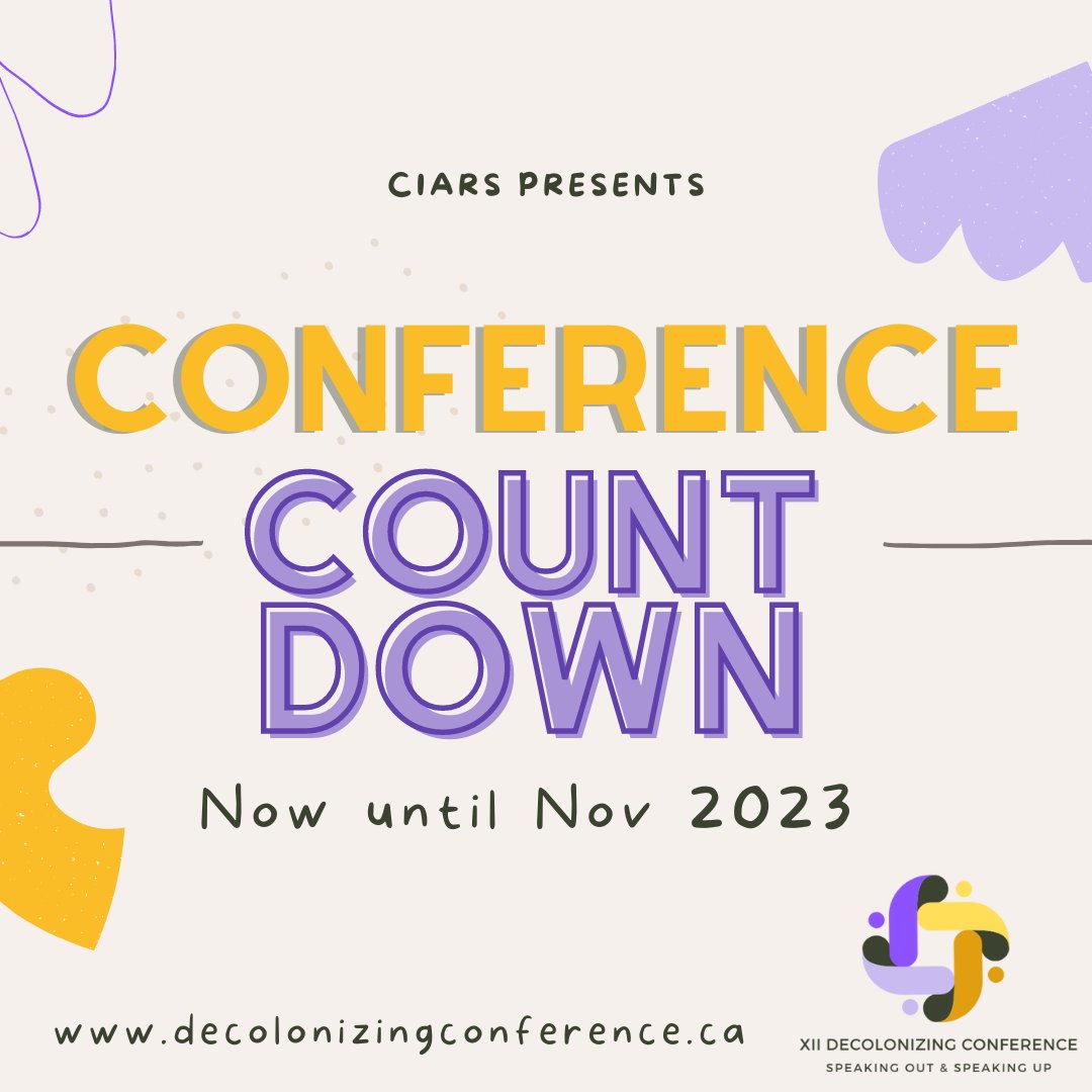 Welcome to the start of our #ConferenceCountdown. We’re 279 days away, and from now until Nov we’ll be posting regular updates and info. Stay up to date with the latest and visit our website to learn more: decolonizingconference.ca #SpeakingOutSpeakingUp #AntiRacismEducation