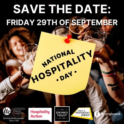 allhandsttpump's tweet photo. SAVE THE DATE

National Hospitality Day returns on 29 September, supporting @HospAction, @apavementaway, @Springboard_UK and @drinks_trust 

A celebration of the fantastic hospitality industry, click the link below to register. 
 
https://t.co/EJlcuX84GS

#NHD2023 https://t.co/9iH7VzOLyX