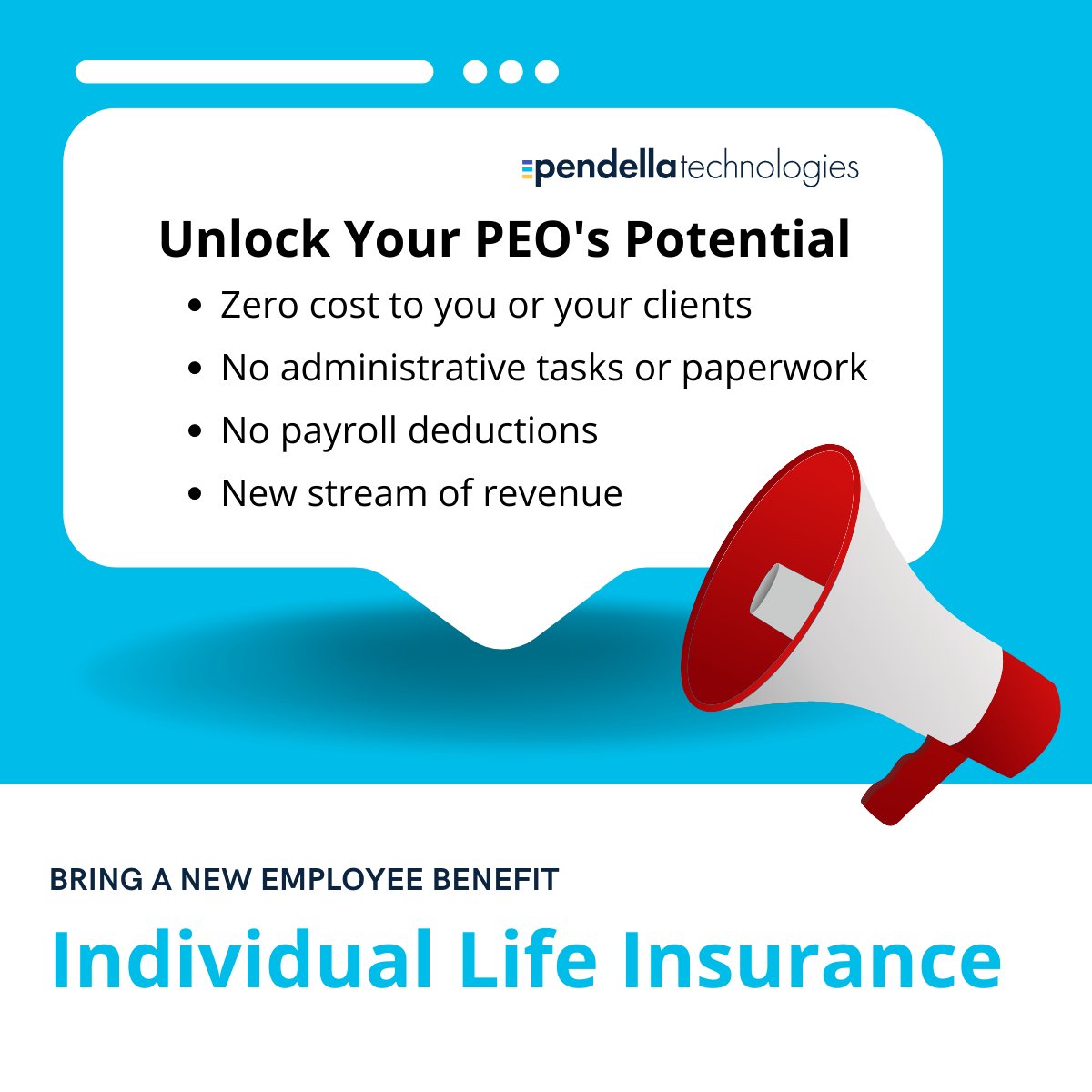 getpendella's tweet photo. PEOs, we're excited to share a new employee benefit with you - Individual Life Insurance. It's simple and fast to implement. Here are a few key benefits:

💡 Zero cost to you
💡 No admin or paperwork
💡 No payroll deductions
Visit https://t.co/pkjlTzgIu7 #PEO #EmployeeBenefits https://t.co/qkO1M6vB9G