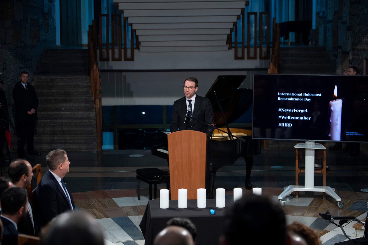 AmbTammyZiv's tweet photo. Last night,first official ceremony to commemorate the International Holocaust Remembrance Day took place in Prishtina during the week when #Israel &amp; #Kosovo celebrated the 2nd anniversary of establishment of diplomatic relations. Thanks to all for honoring us with their presence. https://t.co/KznhKC6OSl