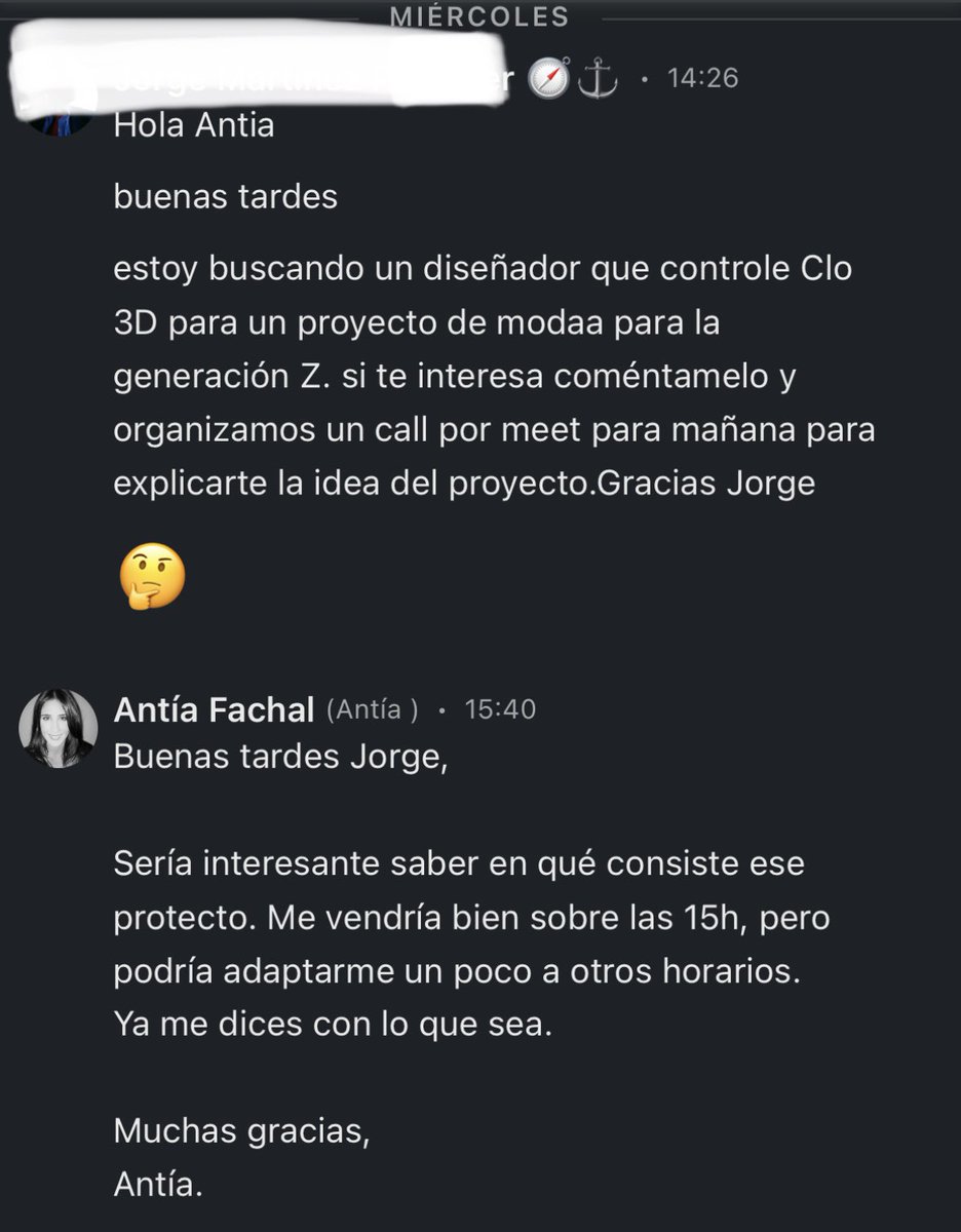 FemmeFachal's tweet photo. Xa van varias veces que me acontece algo así en LinkdIn. Falta de transparencia, imposición de horarios e o peor de todo, que me fale de profesionalidade un señor que emprega emojis durante un proceso de posible contratación. Xa dubido se son eu a esixente ou eles os gilipollas. https://t.co/fA7eYlv4yY