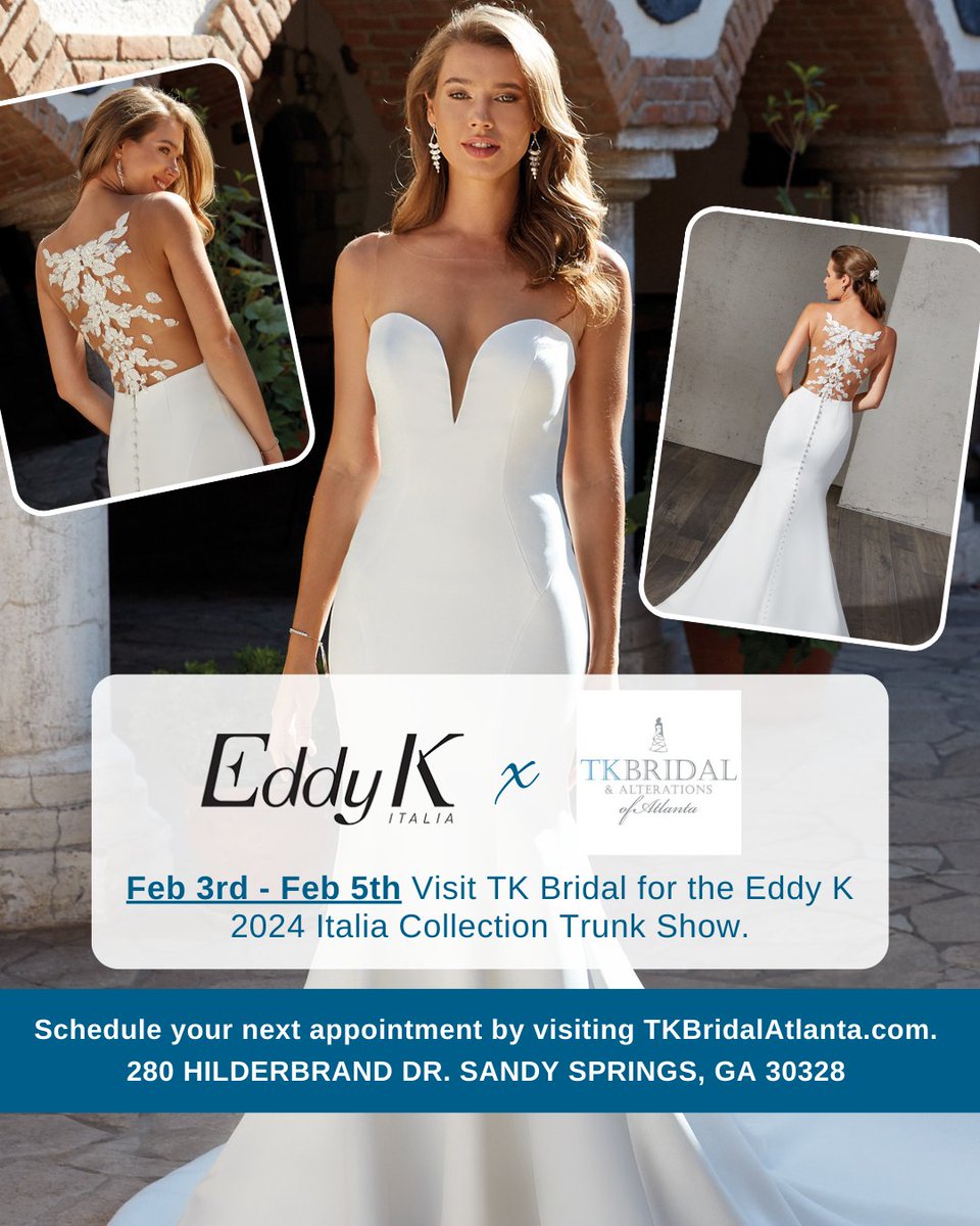 TKBridalAtlanta's tweet photo. π’ TODAY IS THE DAY - @EddyK_Bridal 2024 Italia Bridal Trunk Show.
For today & tomorrow, be the first to see the new collection. Call or text us today to schedule your appointment (404-943-0037). π²
#TKBridal #EddyK #Wedding #Atlanta ##WeddingInspo #YesToTheDress #Bride https://t.co/2bIq4MP37z