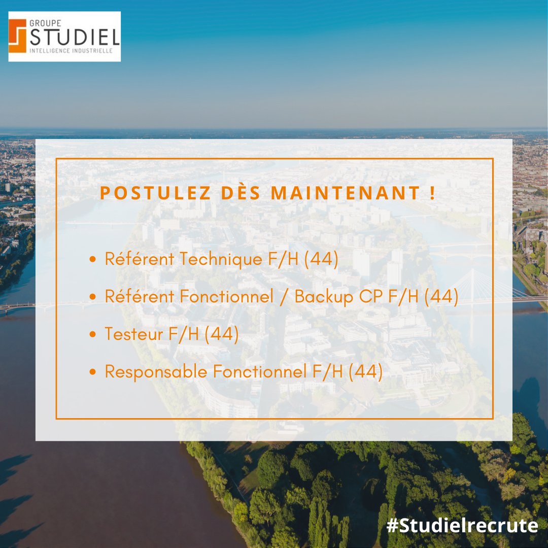 4 postes orientés informatique sont à pourvoir sur Nantes.
Vous pouvez retrouver leur description complète ici : lnkd.in/dgTuyk7 et transmettre votre candidature à recrutement@studielgroup.com.

#Studielrecrute #recrutement #Informatique #Nantes