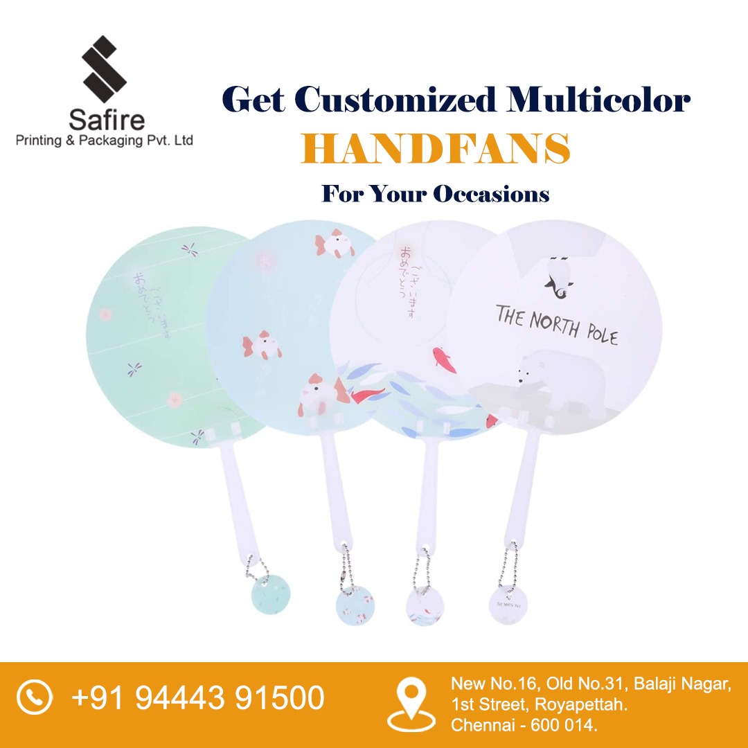 SafirePack's tweet image. hand fan (plural hand fans) A hand-held device designed to be waved back and forth in order to induce airflow for the purpose of cooling the user.
#handfans #beautiful #customized #plastic #design #chennai #kerala #coimbatore #trivandrum #ernakulam #royapettah #thirunindravur