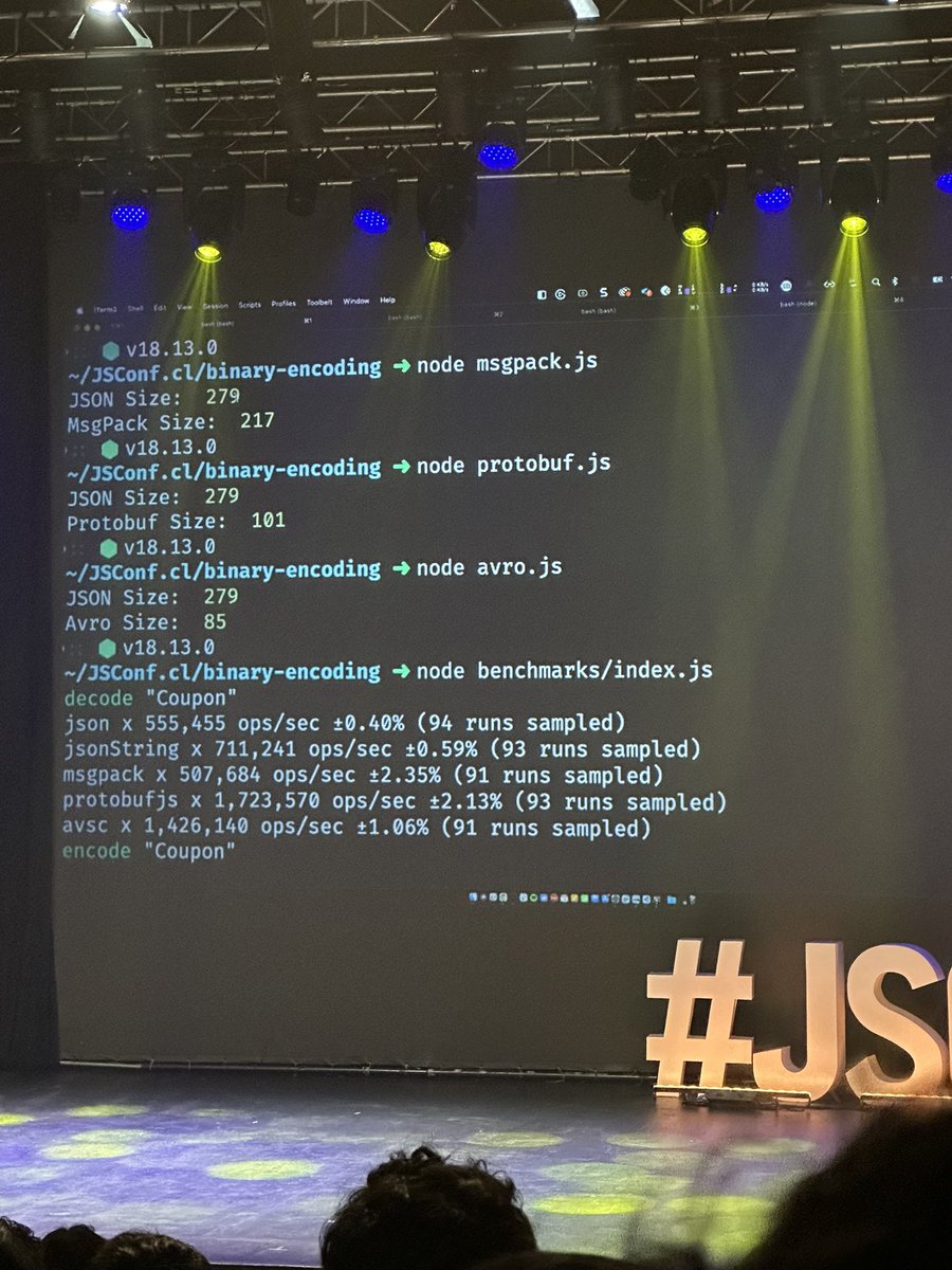julioandresdev's tweet image. JSON &amp;lt; msgpack &amp;lt; protobuf &amp;lt; avro 

#jsconfcl