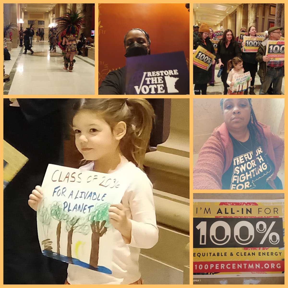 Was at the capitol well into the night Thurs for #100percentMN and #restorethevote.  Thanks to #mnleg representatives who voted to restore voting rights to previously incarcerated people.  Thanks to reps & senators who voted for 100% Clean Energy-We all deserve a healthy climate.