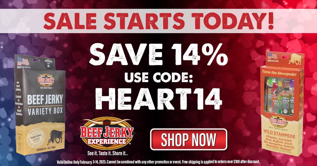 chicagojerky's tweet photo. Looking for that perfect Valentine's treat? We've got it covered with jerky, popcorn, peanuts, hot sauces and more! Shop online and save with code HEART14.  Head on over to https://t.co/Ybf6OBIhpr now. #jerkyforvalentines #jerkyistheperfectgift #valentinesgift #michigancity #nwi https://t.co/oZ7iYybTAb