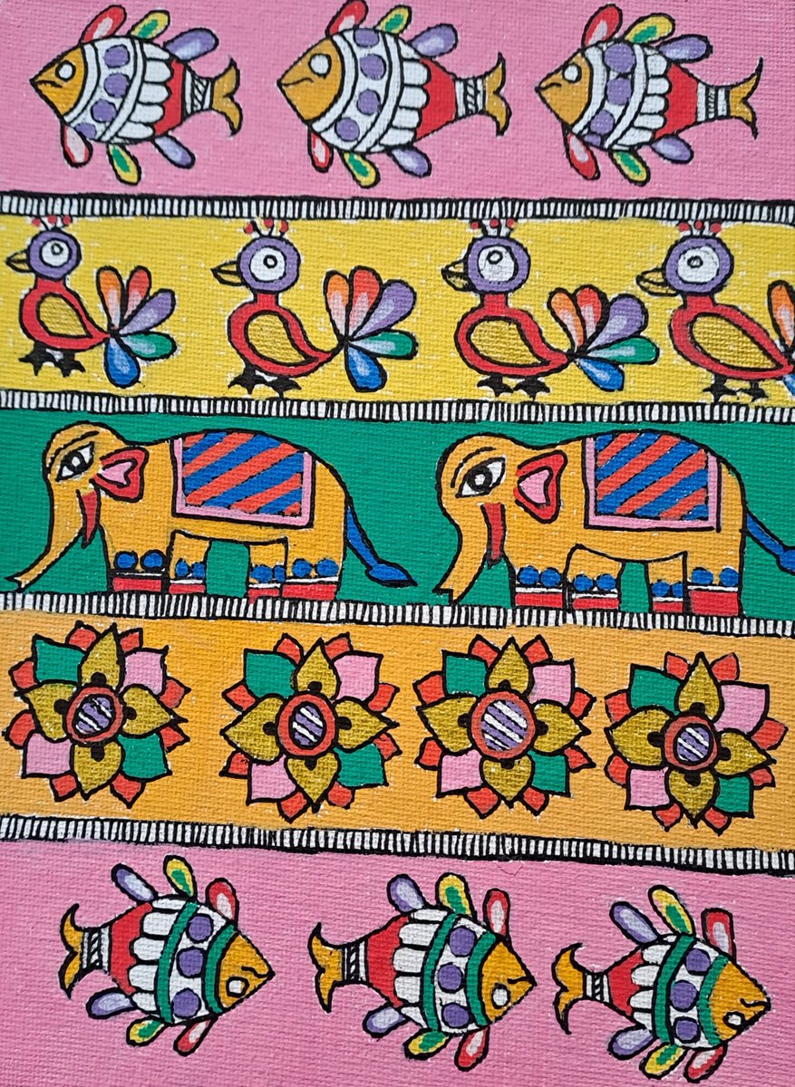 Have a colorful weekend!
Art by Pallavi

#MithilaArt #NepaliArt