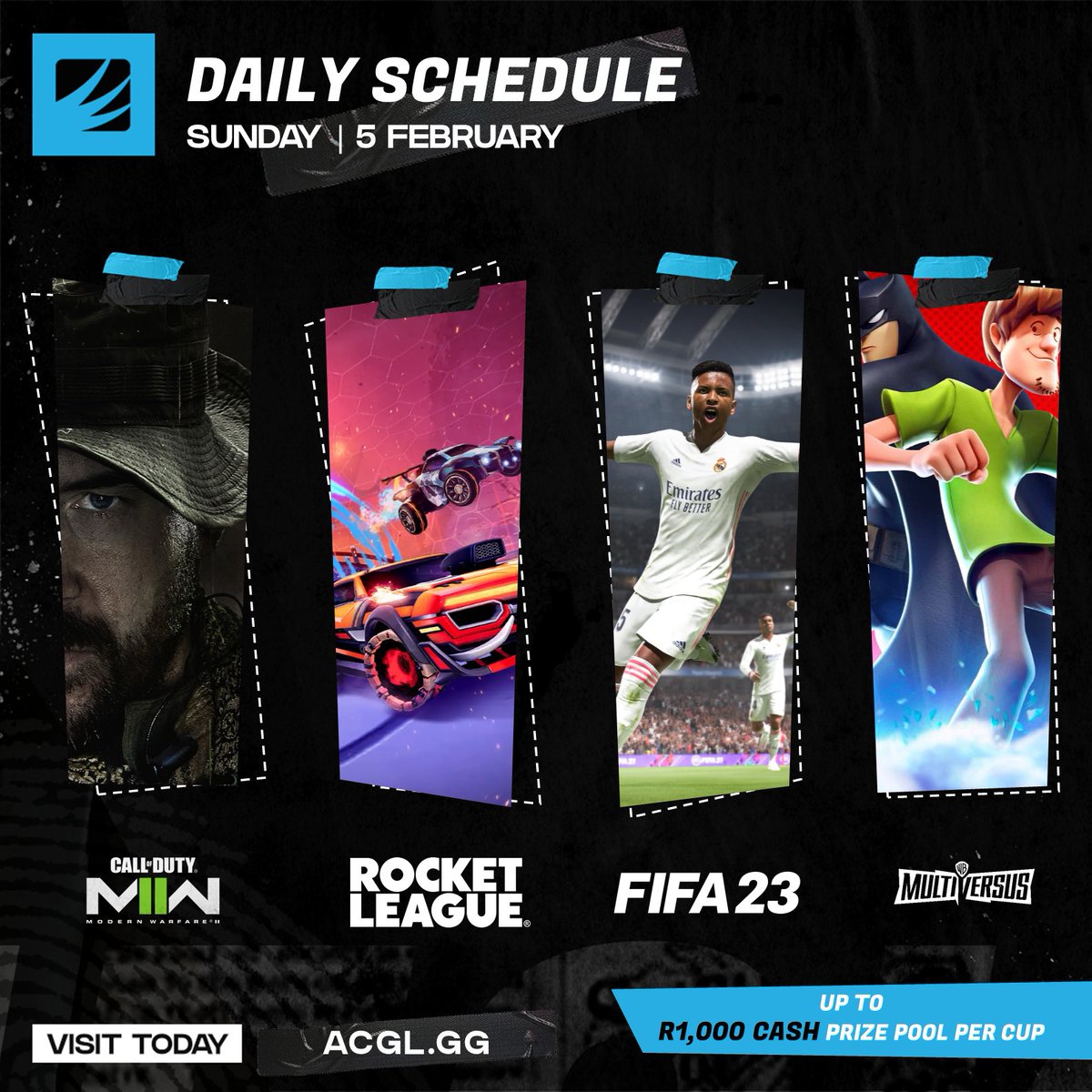 AfricanGaming's tweet photo. π Online cups today:
π’ #ModernWarfare2
β½οΈ #FIFA23
π₯ #Multiversus
π» #Valorant
β½οΈ #RocketLeague
βοΈ #Overwatch2
π² #PokemonUnite
π° Up to R1,000 cash per cup.
π Register for free: https://t.co/2wjHldsWLj
#CODZA #RLZA #FIFAZA #FGCZA #ValorantZA #OverwatchZA https://t.co/mMjV1pG54h