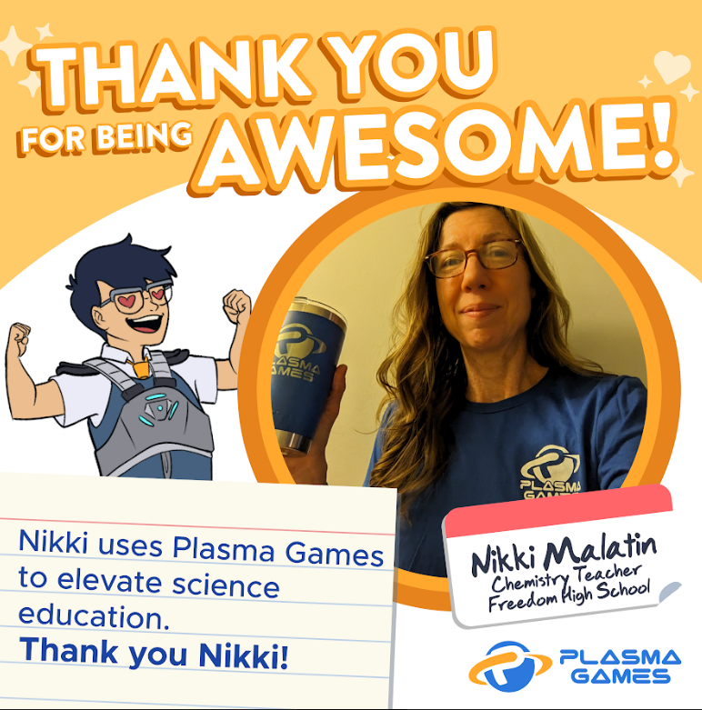 playplasmagames's tweet photo. Nikki uses Plasma Games as a way to help students learn the content and  to learn how to apply their knowledge to the problem at hand!  Thank you Nikki for integrating Plasma Games into your classroom! @BurkeCoSchools https://t.co/nzlVwTQsJM