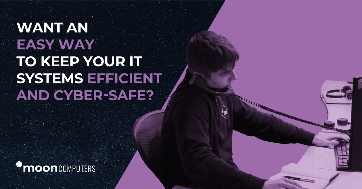 An easy way to keep your IT systems efficient and cyber-safe, as well as many more benefits, is to hand the responsibilities off to Mooncomputers, your expert managed service provider who will handle these problems for you. Get in touch here: hubs.ly/Q01BbhtX0
