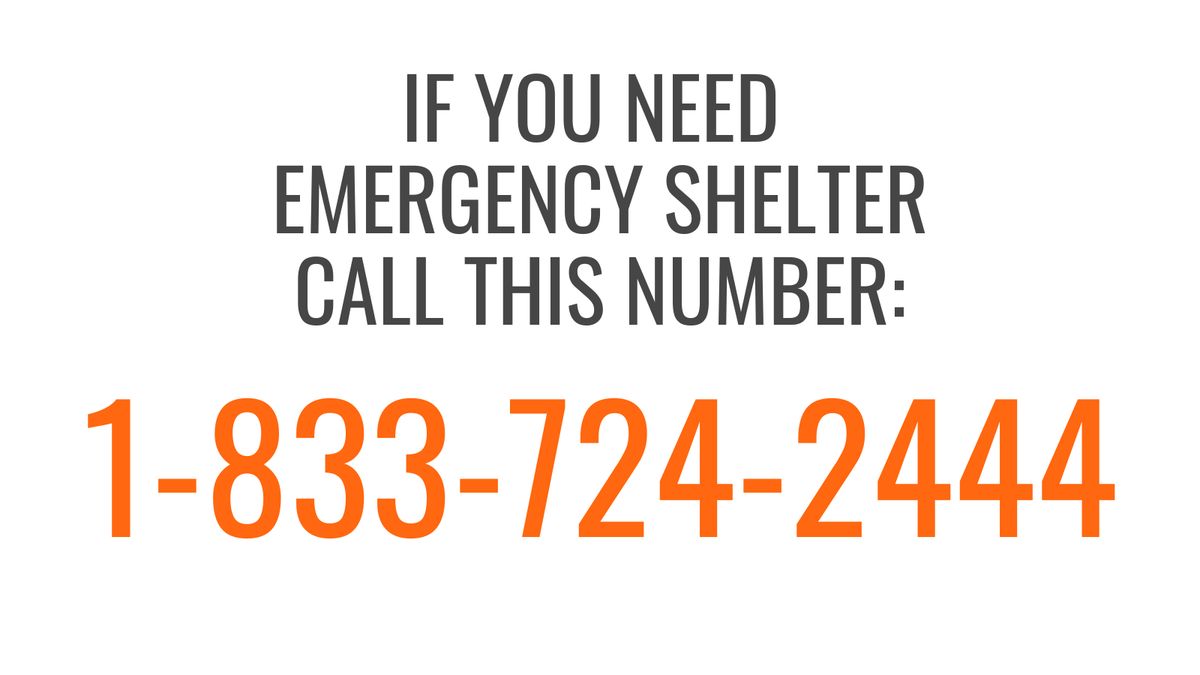 With the extreme cold weather forecasted for this weekend, please call this number if you or someone you know needs shelter. 

NLHC EMERGENCY 
HOUSING: 1-833-724-2444