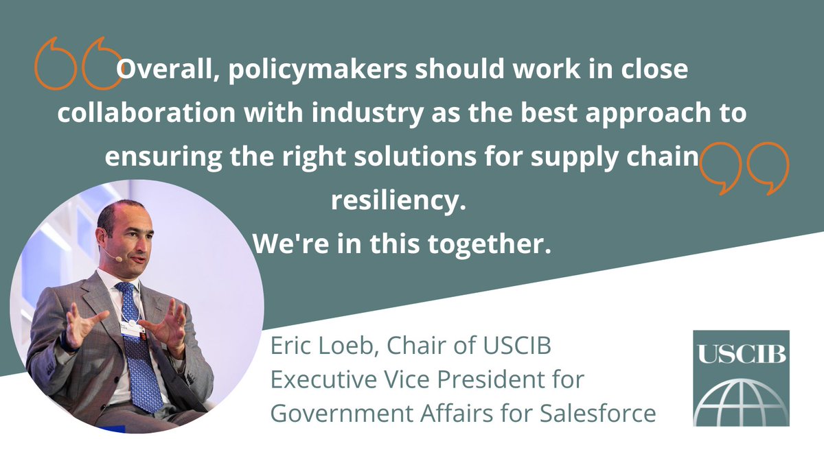 USCIB's tweet photo. At an @EconomistEvents panel "#Trade in Transition: a Private Sector Outlook on Future of Trade" @EricLoeb4 argued the importance of #digitalization &amp; of policymakers collaborating w/industry to ensure the right solutions for #SupplyChain resiliency.
➡️https://t.co/UDg9A2IBxh https://t.co/PQHPe57ZrC