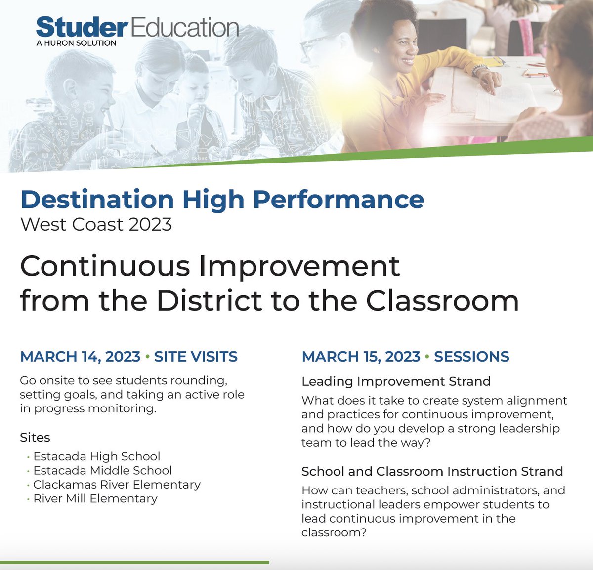 Join us next month in Estacada, OR for an inside look at #improvement journeys from academic leaders, operational leaders and teachers focused on  #continuousimprovement practices from the district to the classroom. Learn more and register here: bit.ly/3avv8pB