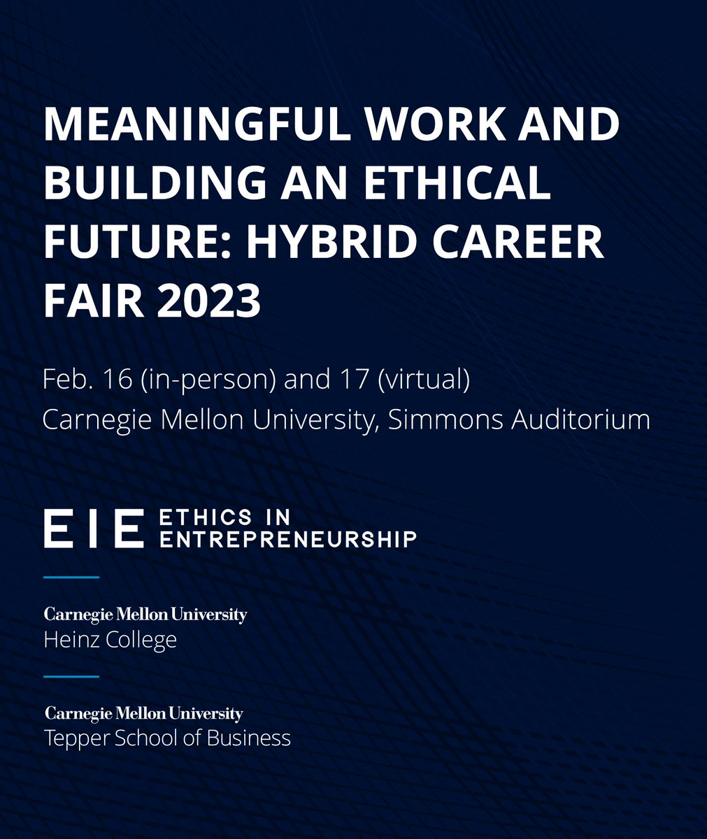 Center for Behavioral and Decision Research at CMU (@cbdr_cmu) on Twitter photo Join the CBDR on Feb. 16th as CMU's <a href="/teppercmu/">Tepper CMU</a> and the non-profit <a href="/ethicsinentrep1/">Ethics in Entrepreneurship</a> present a one-day forum exploring meaningful work and building and ethical future! This event is open to the public.
Register to attend: cmu.edu/tepper/news/ev… Join the CBDR on Feb. 16th as CMU's <a href="/teppercmu/">Tepper CMU</a> and the non-profit <a href="/ethicsinentrep1/">Ethics in Entrepreneurship</a> present a one-day forum exploring meaningful work and building and ethical future! This event is open to the public.
Register to attend: cmu.edu/tepper/news/ev…