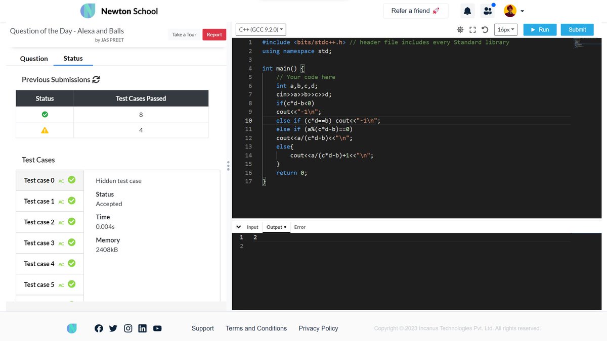 jaspreetinfosec's tweet image. Hello connections,
Today I have solved question_Alexa and Balls using #cpp
#Day19 of #30daysofcode
#community #coding #programming @everydaycoder #competitiveprogramming #codingchallenge #dsa #bubbleupcommunity
