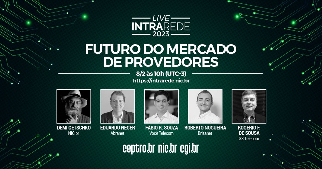 ComuNICbr's tweet photo. Qual o panorama de acesso à Internet no país? E a qualidade da conexão? Existem oportunidades para atuação de novos provedores no Brasil? Esses e outros pontos serão discutidos na primeira #IntraRede de 2023. Será em 8/2, às 10h. Inscreva-se agora em: https://t.co/4KqDD4Lt78 https://t.co/y20bxsr2Cf