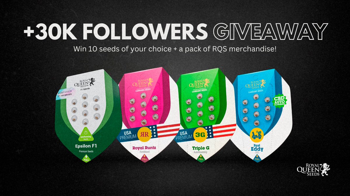 RQS GIVEAWAY!

WIN 10 seeds of one variety of your choice
 (F1 hybrids are also included🔥🚀) + RQS merch. 

Follow us on Twitter, repost this post &amp; tag 2 friends in the comments.

To participate you have to be +18 and live within our shipping countries. Hurry up! Ends 10/02 🌱