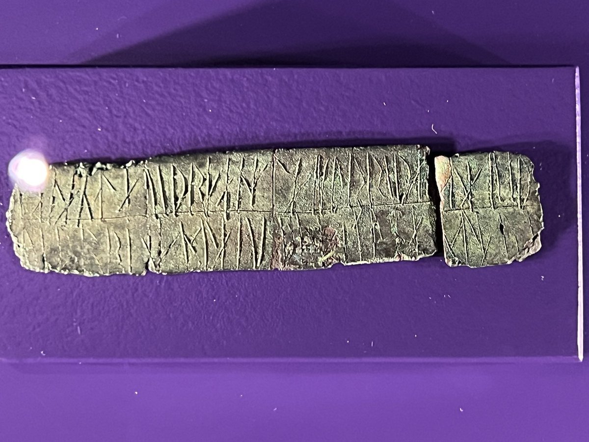 DUAncientAliens's tweet photo. This rather small bronze plate contains an inscription containing 108 runes. Whatโs interesting about it is that this is a Galdr; this is a sort of incantation or magical chant. These are believed to have been sung with a high pitch. ๐งต#findfriday https://t.co/3HrMjtbjTS