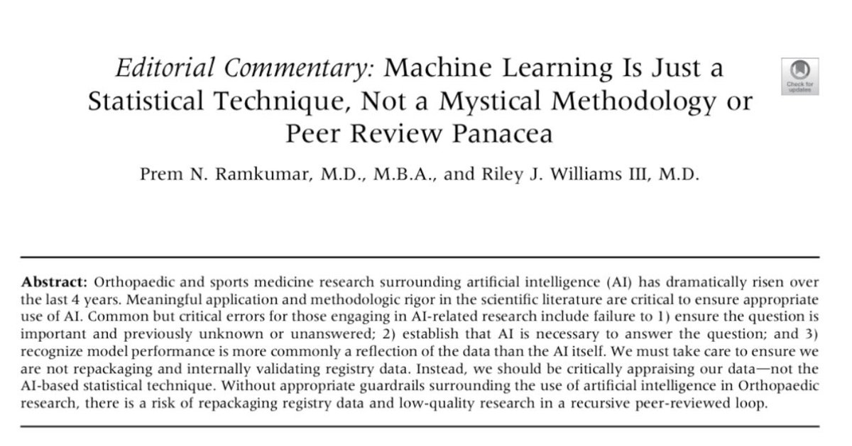 Editorial with one of the greatest human beings I’ve ever had the privilege of knowing <a href="/rileywilliamsMD/">Riley J Williams III MD | The Pro Sports Doc</a> - now out  in <a href="/ArthroscopyJ/">Arthroscopy Journal</a>