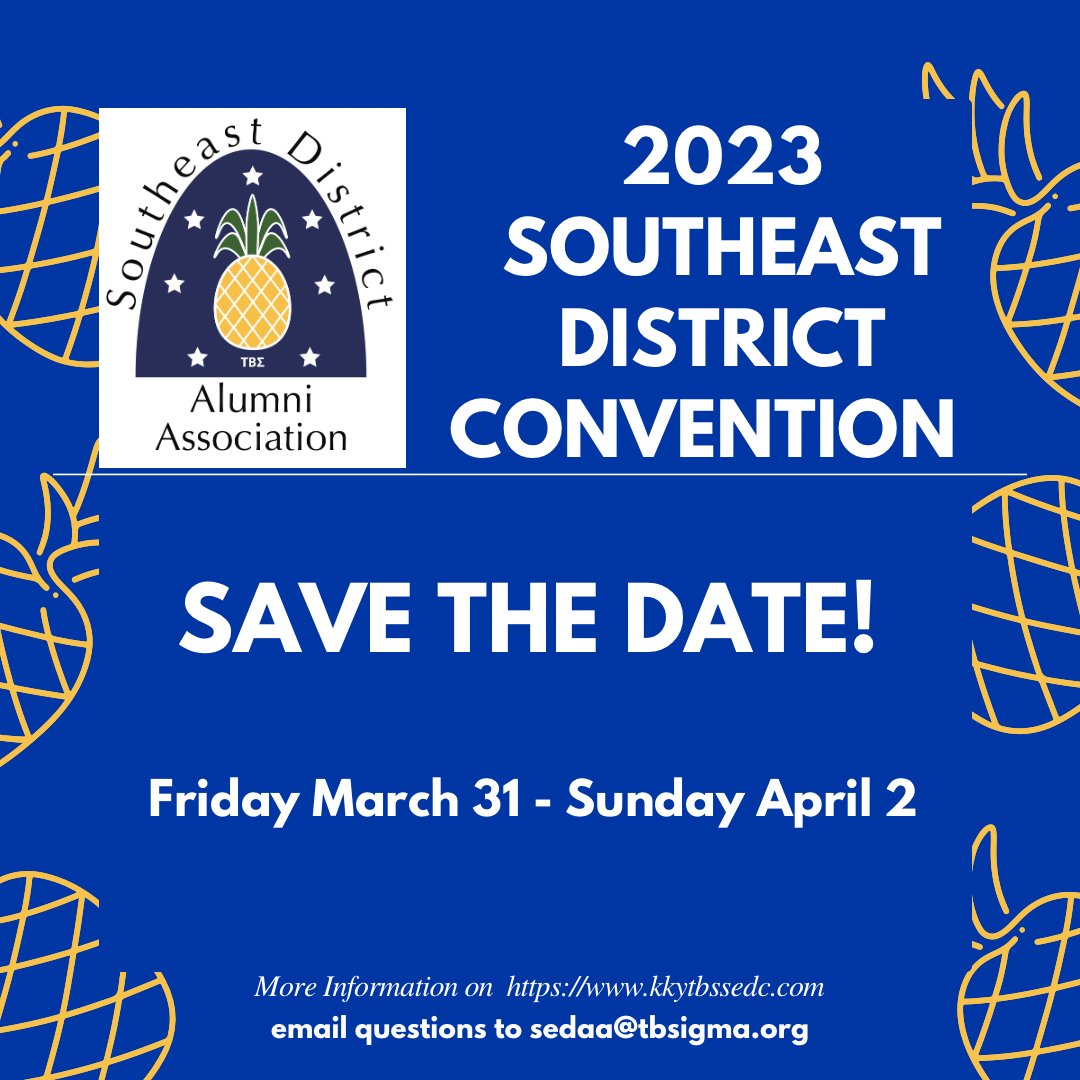 The 2023 Southeast District convention will be held at the Knoxville Convention Center starting 3/31 to 4/2! Registration is not live yet, but stay tuned! Over the week, we will be posting the Alumni track programming! We hope to see everyone there!