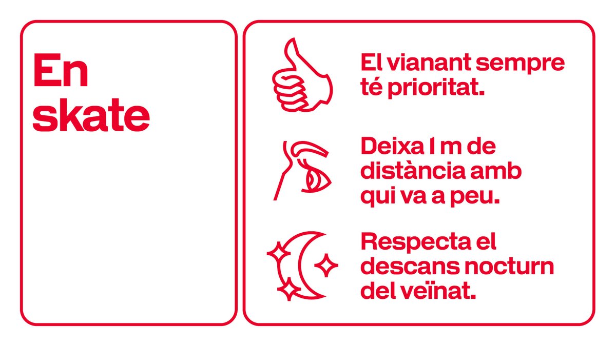 🛹 Uses l''skate' per desplaçar-te? Genial!
Fes-ne un bon ús. Pensa en tu i en els que t'envolten.
 
Fem una #MobilitatBCN segura i respectuosa.
🔗 mobilitat.barcelona