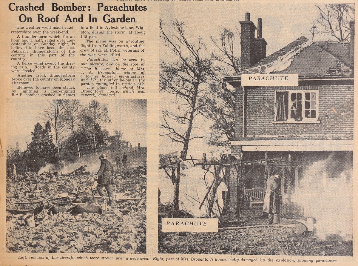 4th February 1946 a Lancaster Bomber crashes in Wigston #Wigston <a href="/RecordOffice/">Leics Record Office</a>