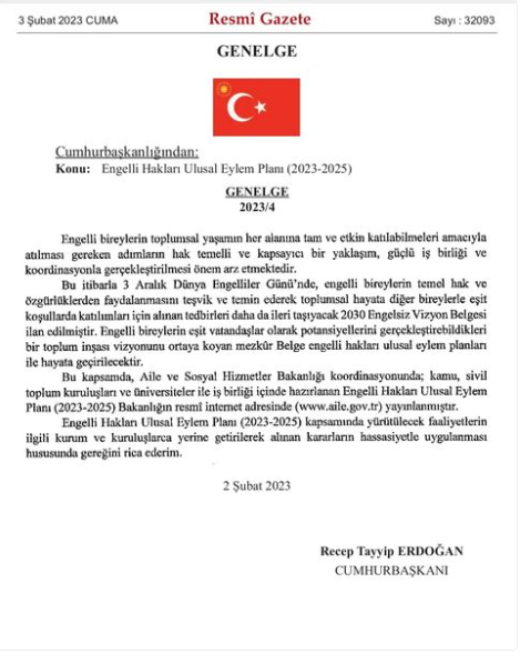 Engelli Hakları Ulusal Eylem Planı Resmi Gazetede yayımlandı.
Hayırlar getirsin..