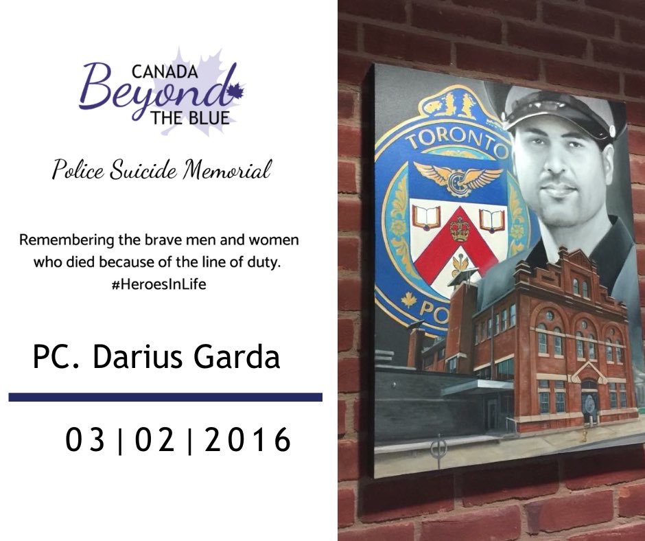 Today we honour and remember PC Darius Garda who died because of the line of duty. Canada BTB is here to support our police members and their families. #becauseofthelineofduty #canadabtb