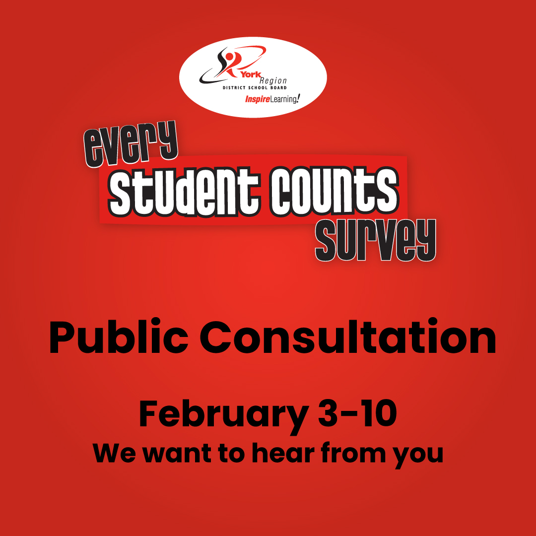 YRDSB is seeking feedback from families about the Every Student Counts Survey. 

The draft survey is available on the Board website for review as well as a form for families to provide their feedback. 

More: yrdsb.ca/escs