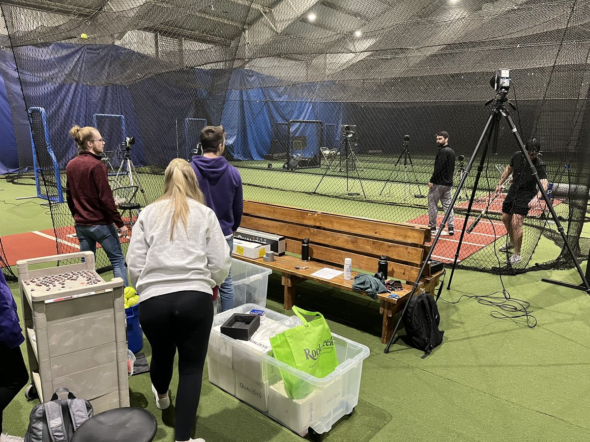 ECU Biomechanics study work continues in here this morning. Former <a href="/THESouthFalcons/">South Central Baseball</a> &amp; <a href="/pittccbaseball/">Pitt CC Baseball</a> Macon Langston all decked out in sensors for a little data collection for <a href="/BayFish03/">Baylor Fish</a> and his team of researchers.