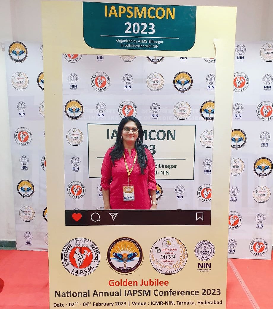 devikachoudhary's tweet photo. It was a great pleasure to  join  the Golden Jubilee IAPSMCON 2023 conference. A great platform for dissemination of knowledge, for networking, for innovations, for learning unique concepts and for collaboration. #AIIMSBIBINAGAR #IAPSMCON2023 #NIN #ICMR https://t.co/kbiuFzYdA2