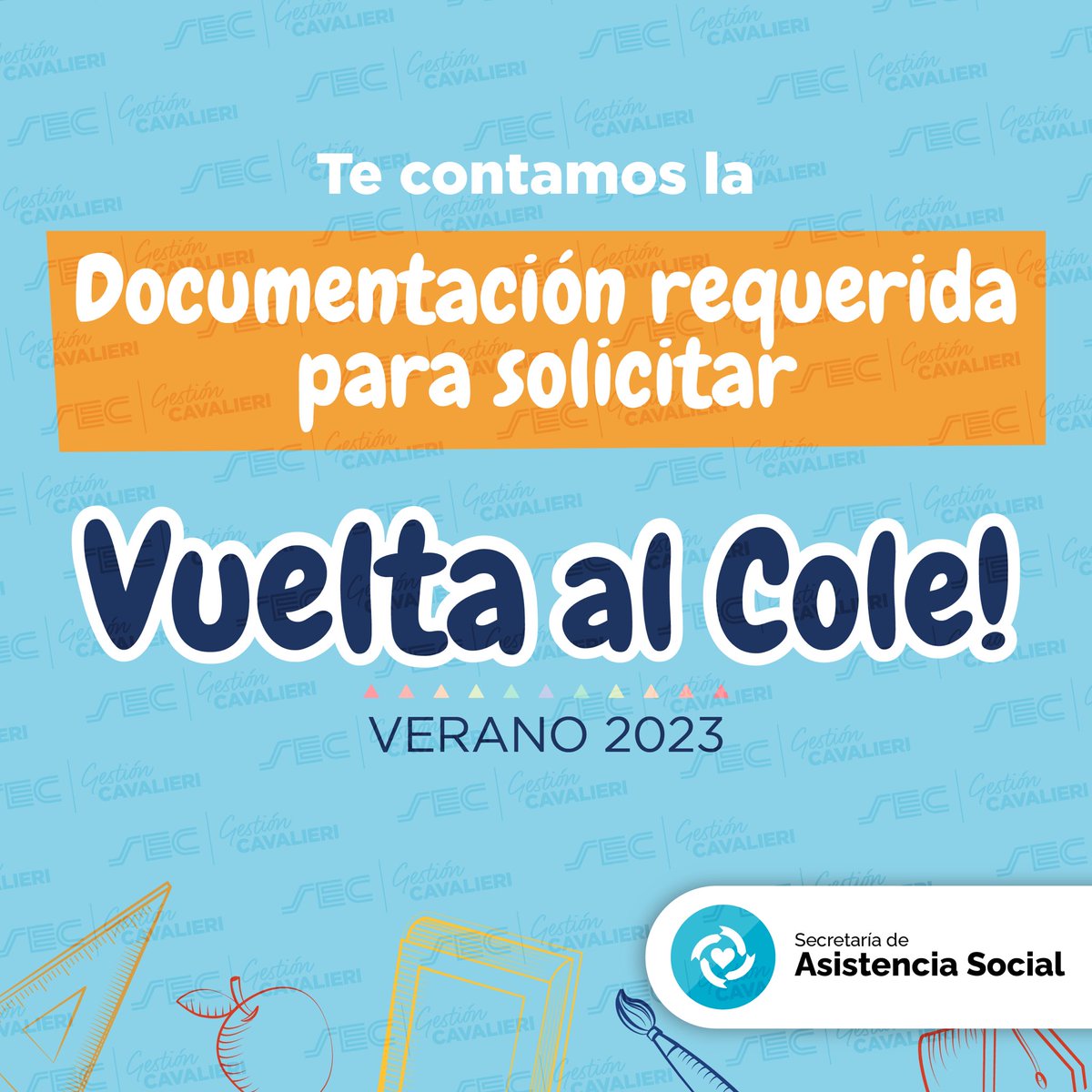 ¡Conocé la documentación para solicitar tu kit!

✅ Recibo de sueldo (Diciembre 2022 o Enero/Febrero 2023)
✅ Documentación escolar, una de las siguientes:
🔹Constancia de alumno/a regular con fecha de nov/dic 2022 o 2023.

🔹Boletín final 2022.

🔹Comprobante de pago cursos SEC