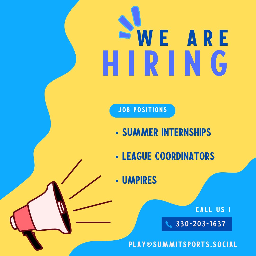 Andrew Novak (@andrewtnovak) on Twitter photo We're gearing up for our most fun summer yet, and we'd love for you to be a part of the team. Please email us at PLAY@summitsports.social and we'll send you job descriptions and the potential next steps! We're gearing up for our most fun summer yet, and we'd love for you to be a part of the team. Please email us at PLAY@summitsports.social and we'll send you job descriptions and the potential next steps!